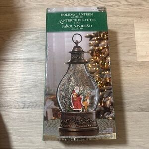 Christmas Santa Claus Reindeer 20" Jumbo Holiday Lantern LED Glitter Snow Light